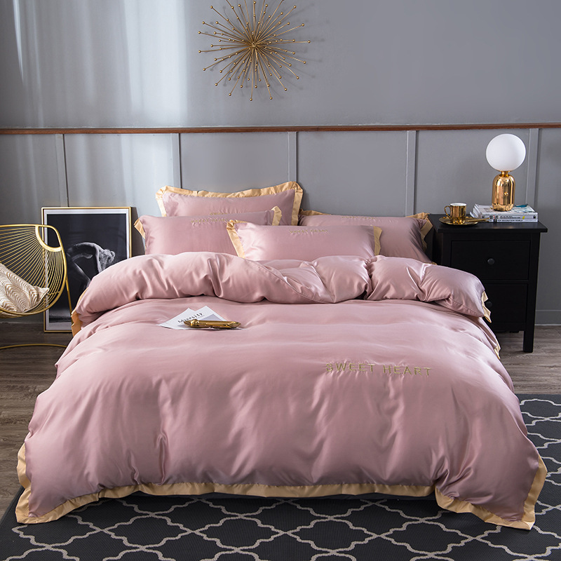 1615424186023.jpg Washed Silk bed Sheet, Light Luxury Embroidered Bedding - Image 1