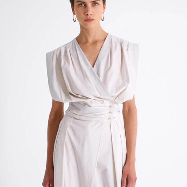 Temperament Vneck Gathered Top Womens Sleeveless Short Waist Wrap Chest Shirt