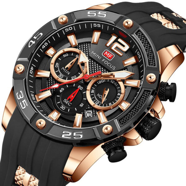 Mini Focus MF0349G Men's Quartz Watch | Luminous Silicone Strap Watch