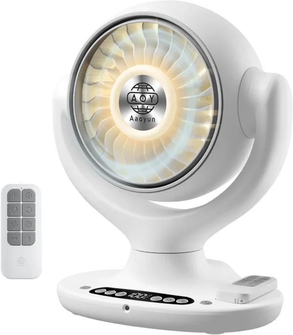 AOY D4 Rechargeable Desk Fan with Remote Control | 12000mAh Battery, 8 Speeds, 3D Oscillation