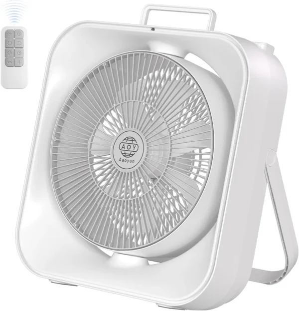 AOY D7 Cordless Rechargeable Table Fan with Remote, 8-Speed Oscillating'